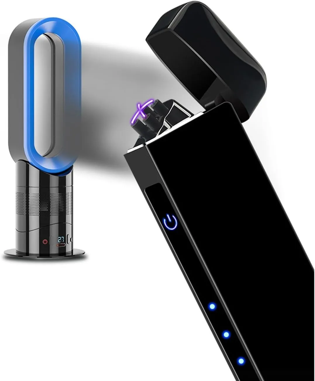 USB Rechargeable Lighter Arc Electric Metal Material Fashion Windproof Lighters for Women Smoke Festival Gift (Color : Black)