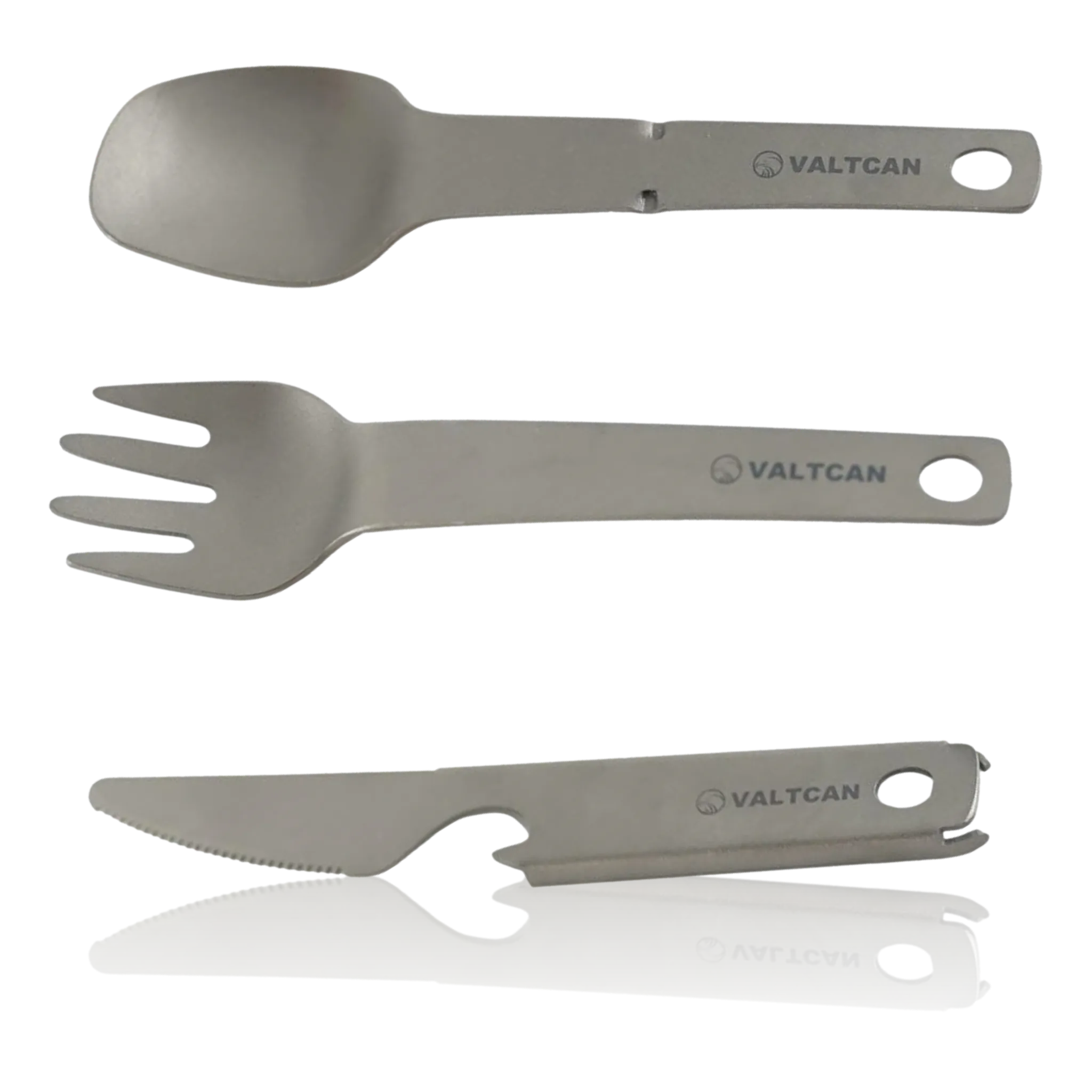 Valtcan Titanium Compact 3 Piece Utensil Fork Spoon Knife Ultralight Carry System 39g