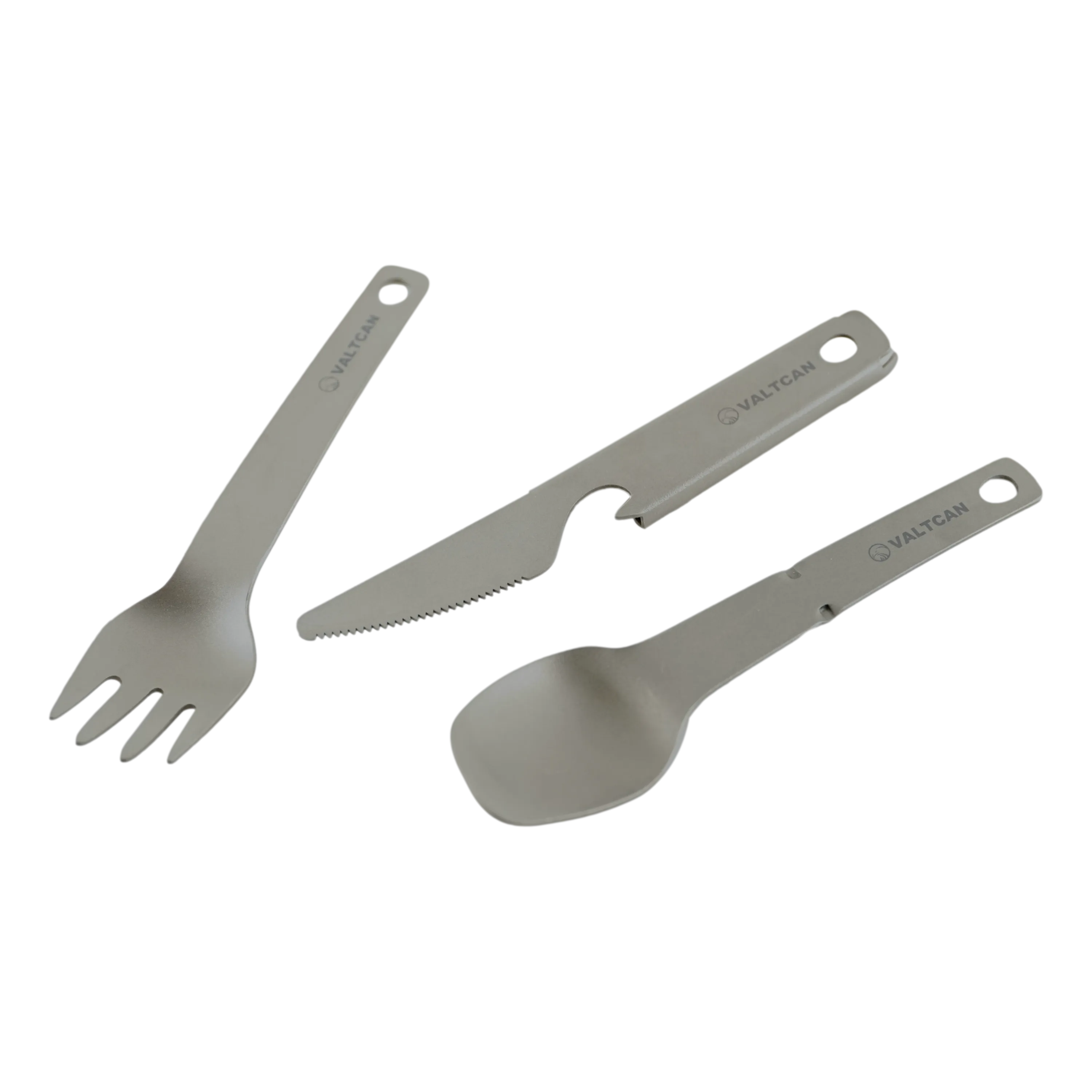Valtcan Titanium Compact 3 Piece Utensil Fork Spoon Knife Ultralight Carry System 39g