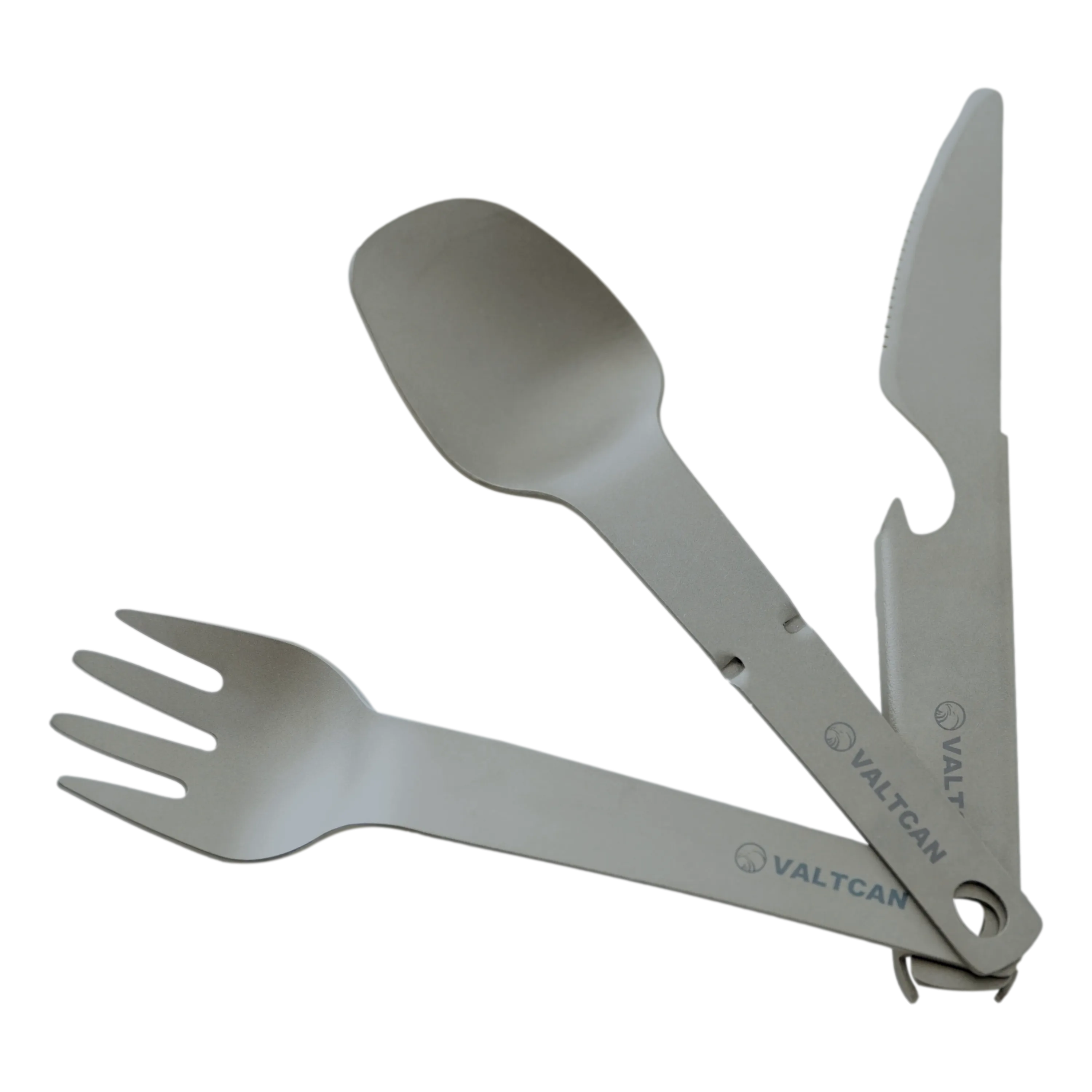 Valtcan Titanium Compact 3 Piece Utensil Fork Spoon Knife Ultralight Carry System 39g