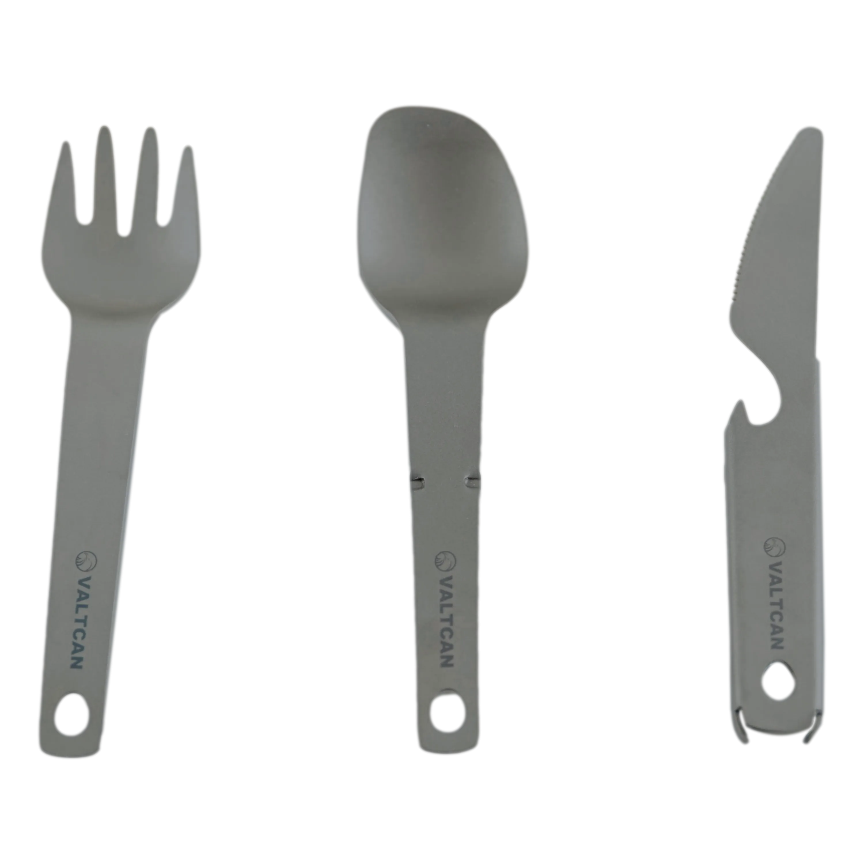 Valtcan Titanium Compact 3 Piece Utensil Fork Spoon Knife Ultralight Carry System 39g