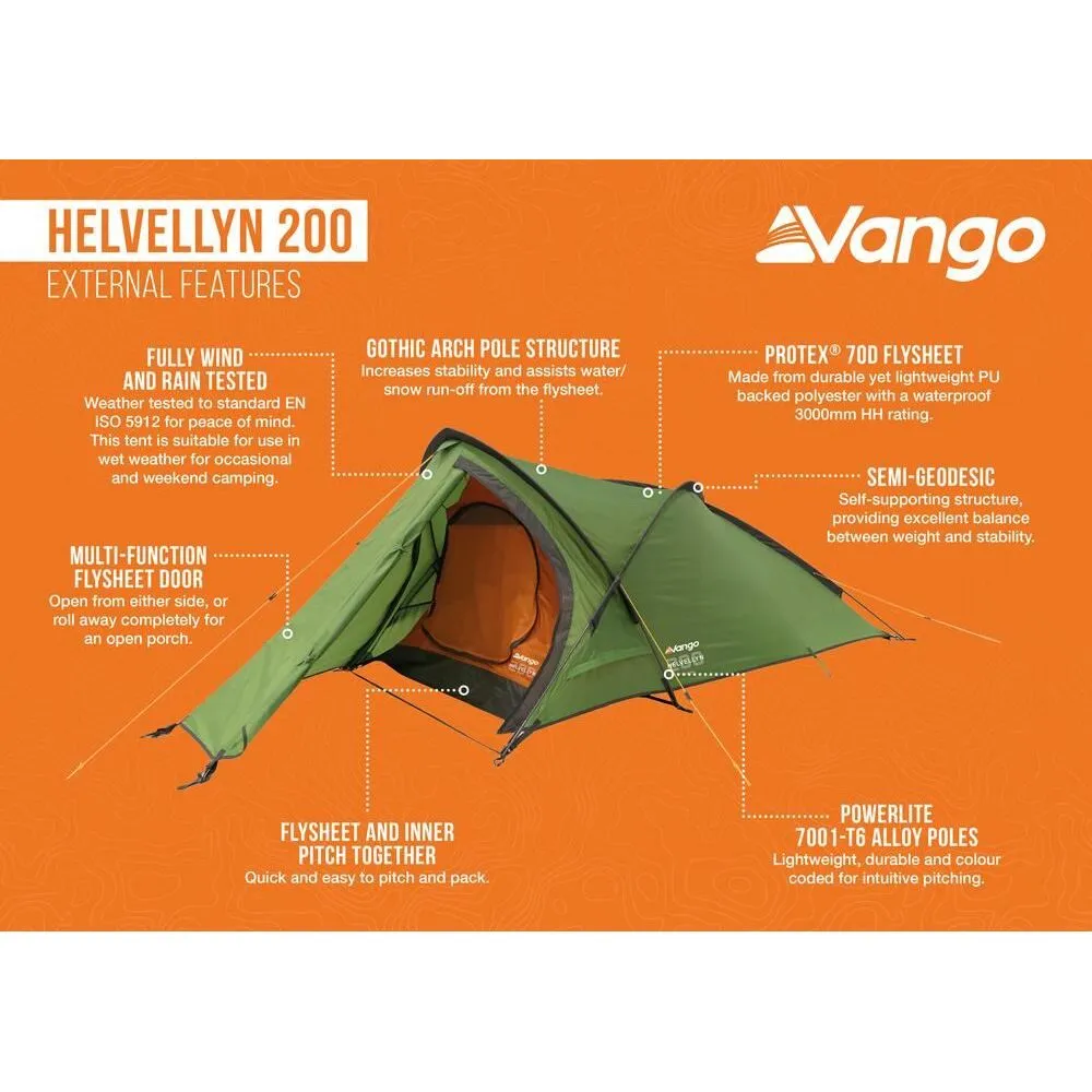 Vango Helvellyn 200 Pamir Green 2 Person Tent