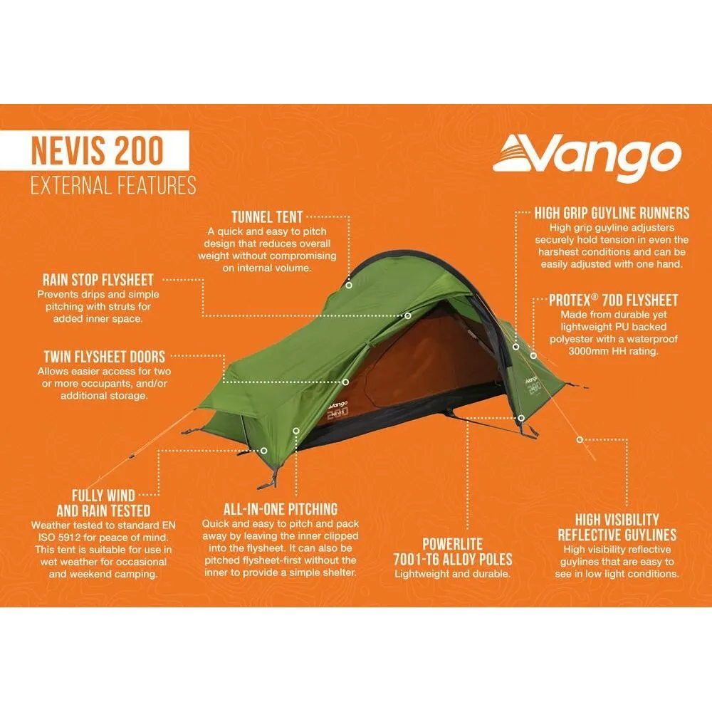 Vango Nevis 200 Pamir Green 2 Person Tent