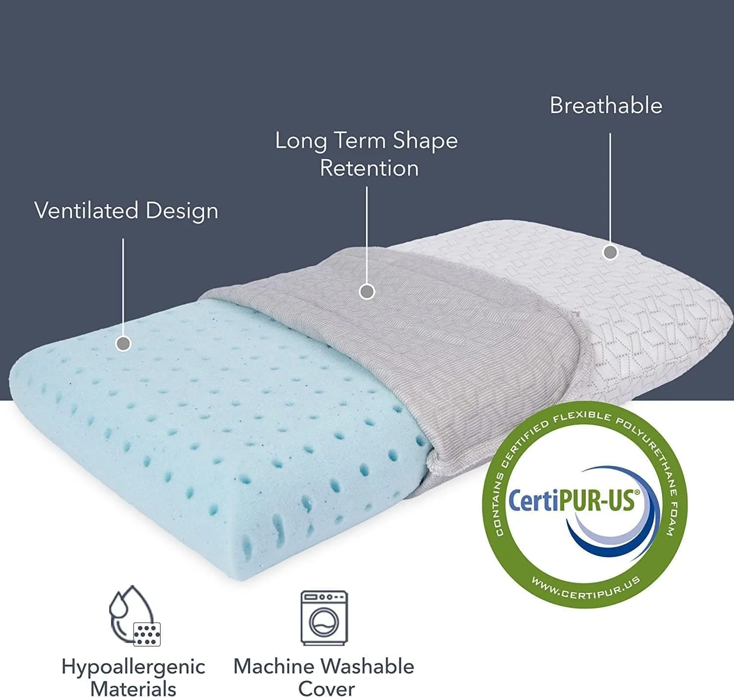 Vaverto Green Travel and Camping Pillow - Compressible Medium Firm Memory Foam, Viscose Made from Bamboo Cover, Machine Washable, Ideal for Backpacking, Airplane, Car Travel