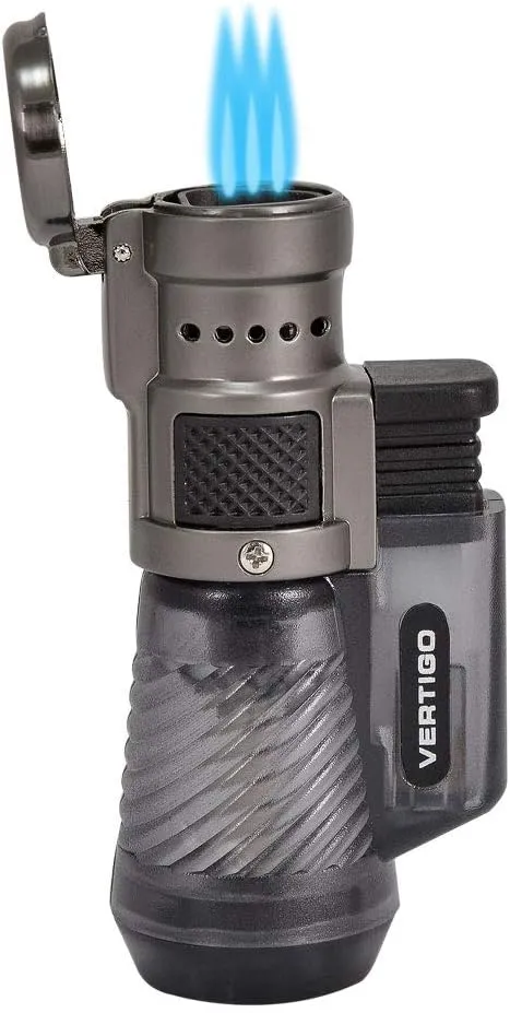 Vertigo by Lotus Cyclone Triple Torch Cigar Lighter Charcoal 2 Pack