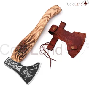 Viking Axe, Camping Axe, Hunting Axe, Carving Axe, Bearded, One-of-a-Kind, Engraved Blade, Etched Wood ARSAXE01