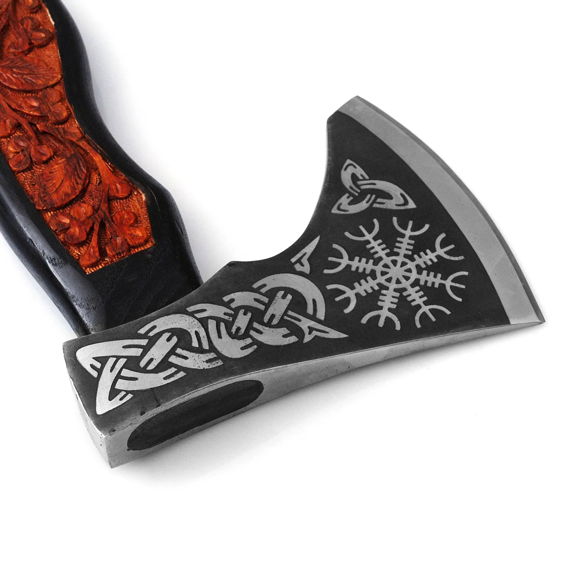 Viking Axe, Camping Axe, Hunting Axe, Carving Axe, Bearded, One-of-a-Kind, Engraved Blade, Etched Wood ARSAXE02