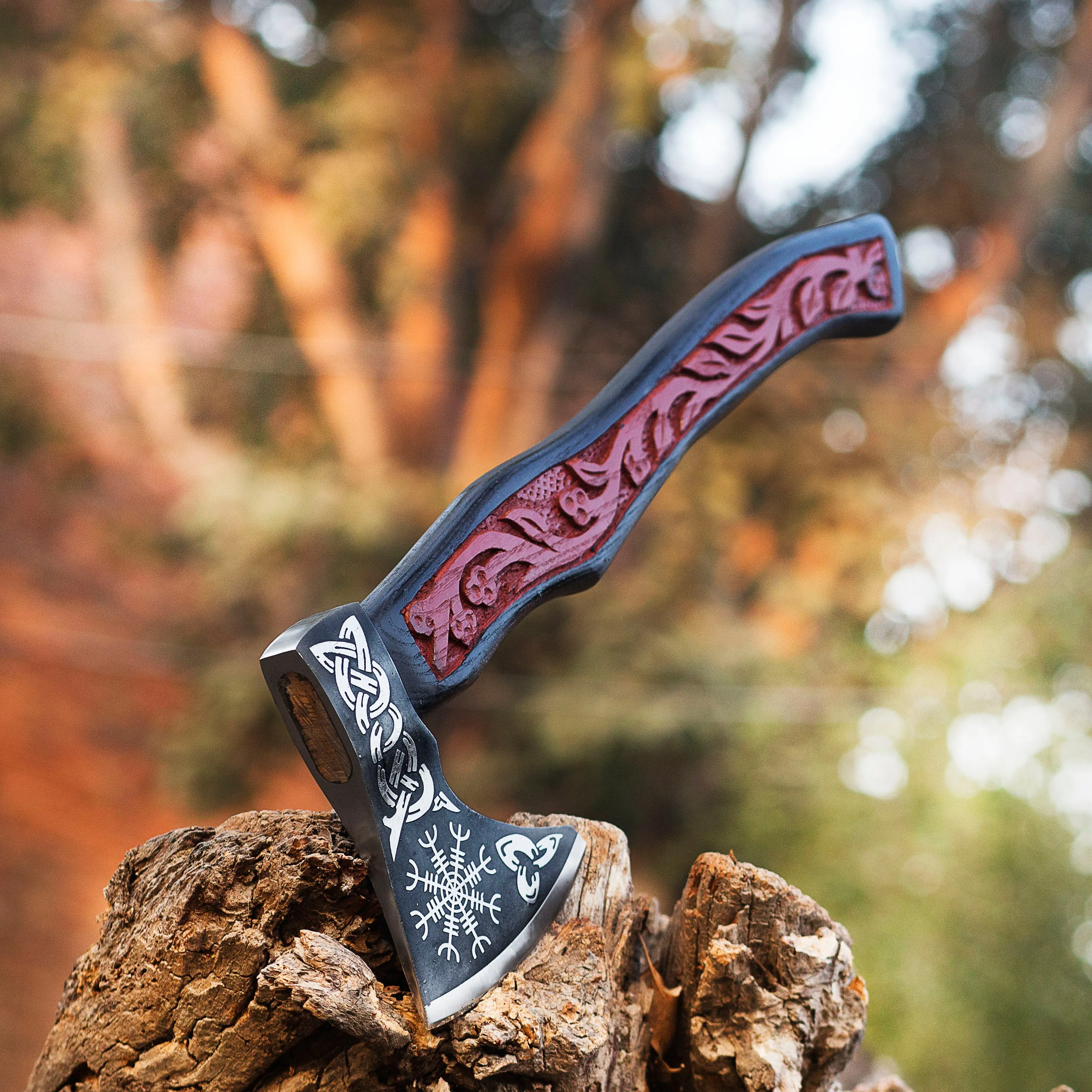 Viking Axe, Camping Axe, Hunting Axe, Carving Axe, Bearded, One-of-a-Kind, Engraved Blade, Etched Wood ARSAXE02