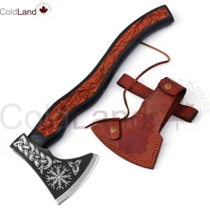 Viking Axe, Camping Axe, Hunting Axe, Carving Axe, Bearded, One-of-a-Kind, Engraved Blade, Etched Wood ARSAXE02