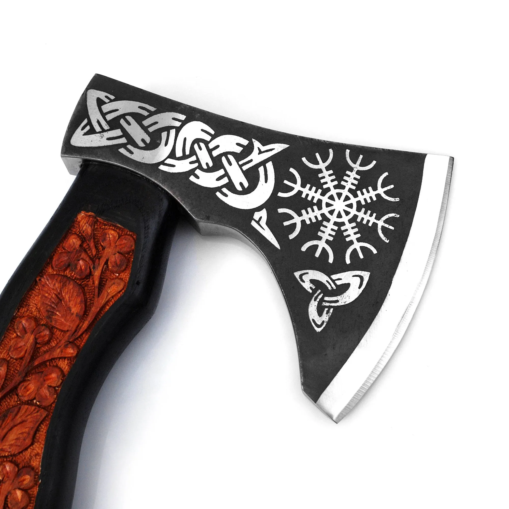 Viking Axe, Camping Axe, Hunting Axe, Carving Axe, Bearded, One-of-a-Kind, Engraved Blade, Etched Wood ARSAXE02
