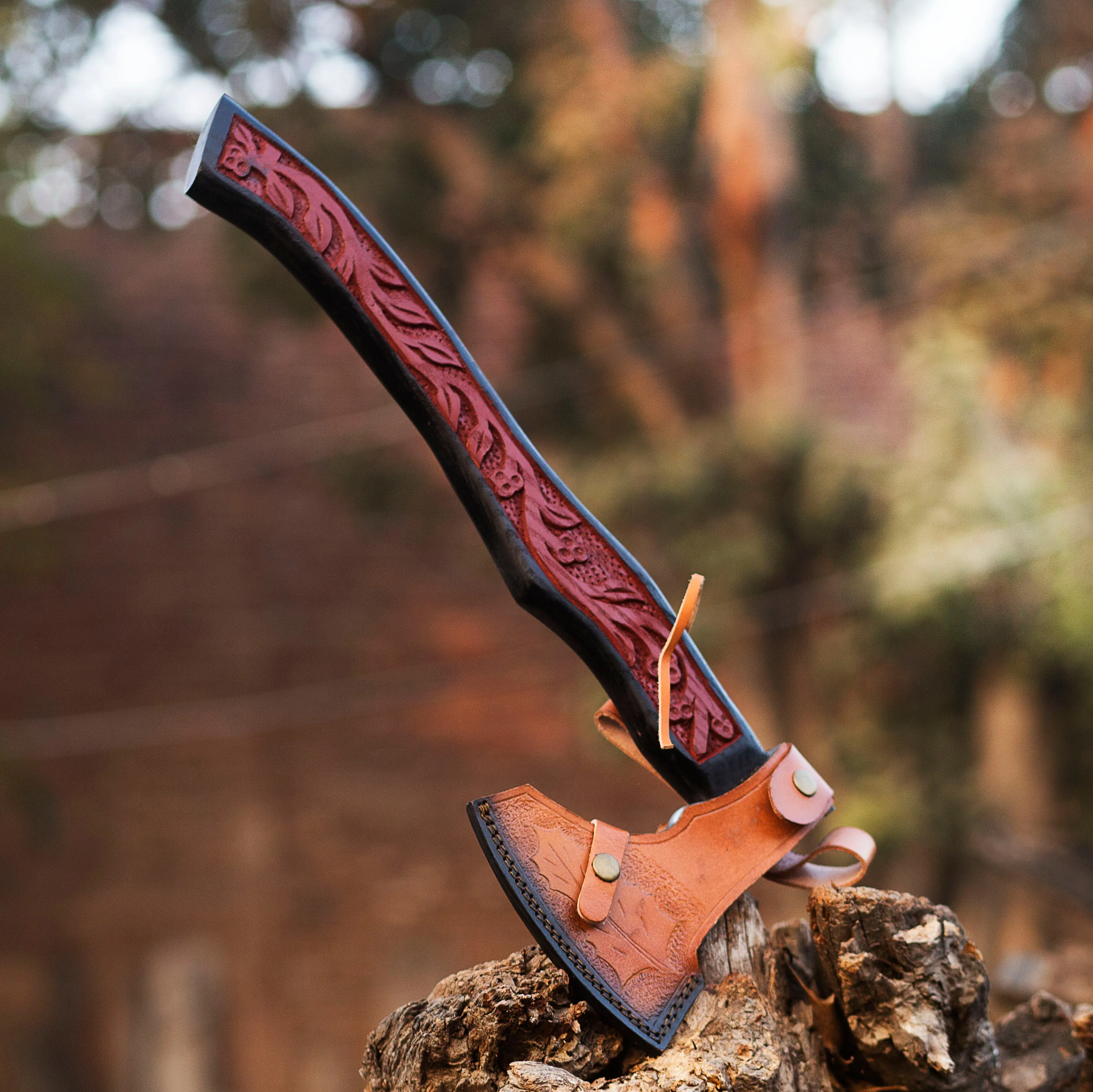 Viking Axe, Camping Axe, Hunting Axe, Carving Axe, Bearded, One-of-a-Kind, Engraved Blade, Etched Wood ARSAXE02