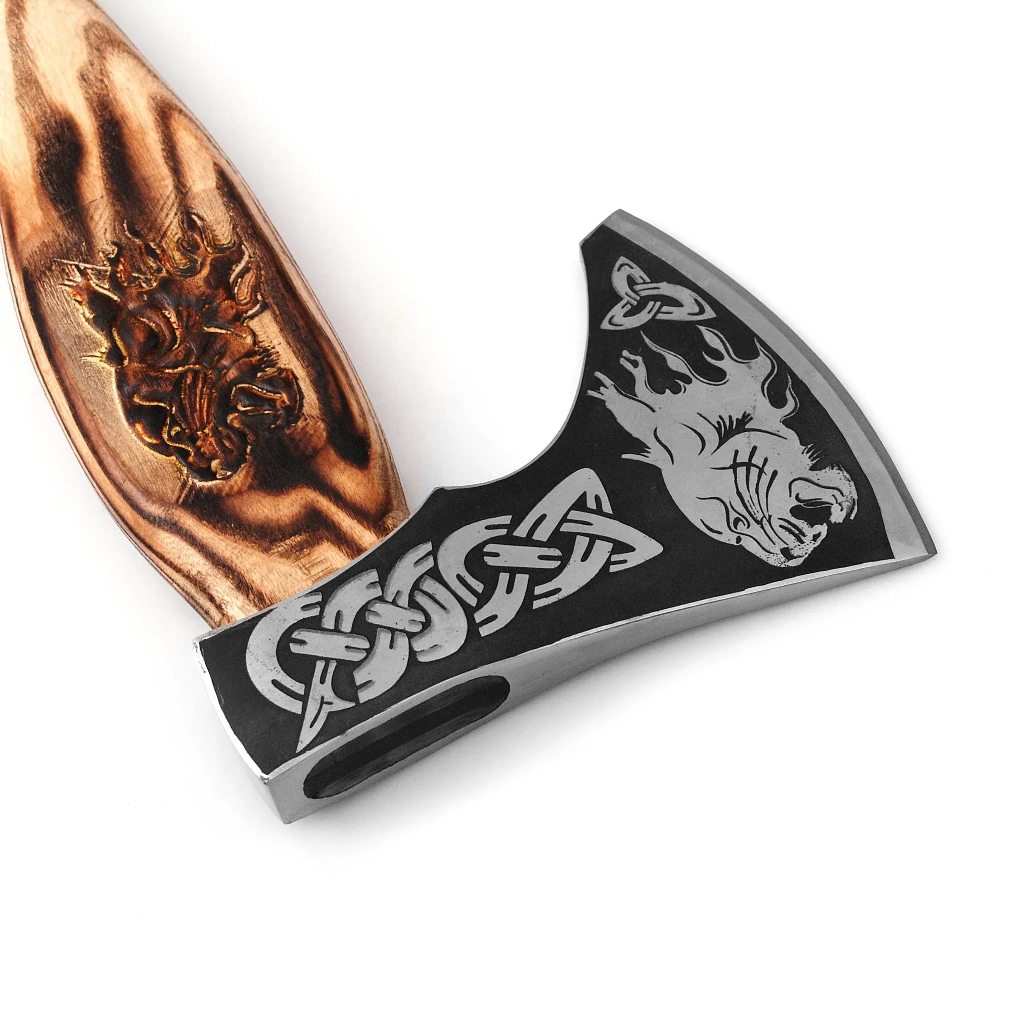 Viking Axe, Camping Axe, Hunting Axe, Carving Axe, Bearded, One-of-a-Kind, Engraved Blade, Etched Wood ARSAXE03
