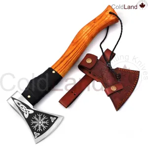 Viking Axe, Camping Axe, Hunting Axe, Carving Axe, Bearded, One-of-a-Kind, Engraved Blade, Solid Wood, ARSAXE11