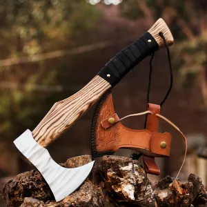 Viking Axe, Camping Axe, Hunting Axe, Carving Axe, Bearded, One-of-a-Kind, Sharp Blade, Solid Wood, ARSAXE08