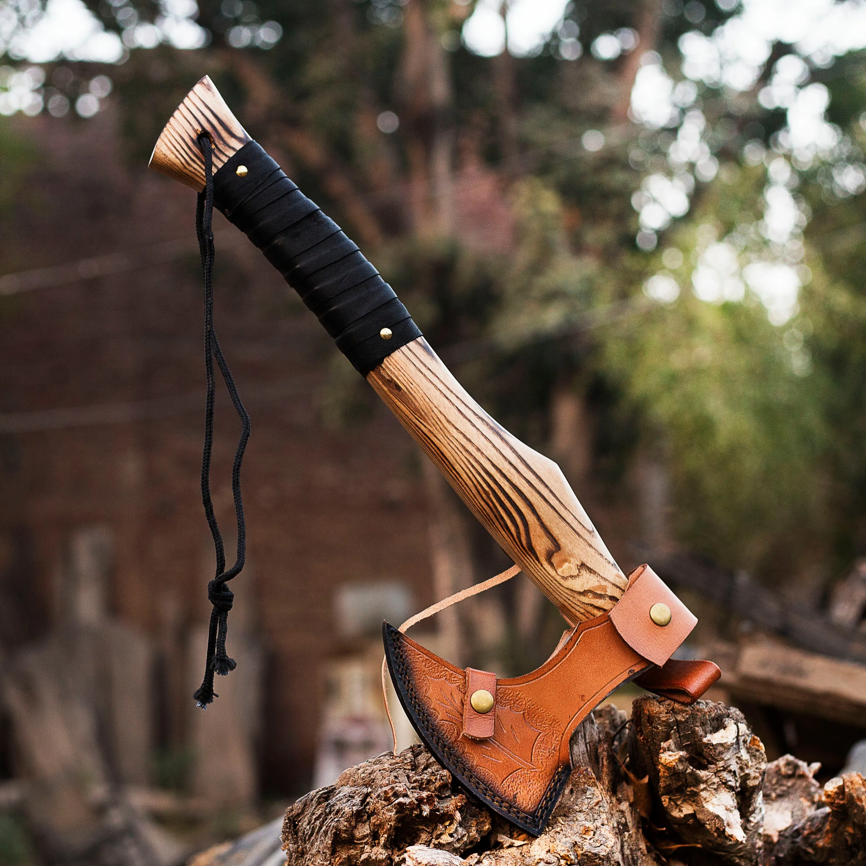 Viking Axe, Camping Axe, Hunting Axe, Carving Axe, Bearded, One-of-a-Kind, Sharp Blade, Solid Wood, ARSAXE08