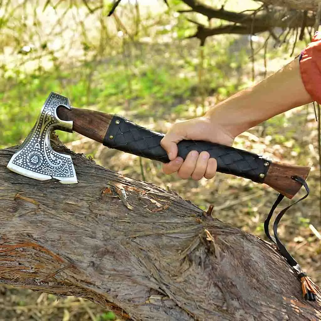 Viking Bearded Axe Hatchet with Ashwood Handle Ubba AXE104BLK