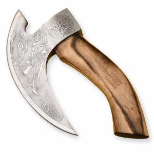 Viking Pizza Cutter with Natural Wood Handle & Leather Sheath PZC031