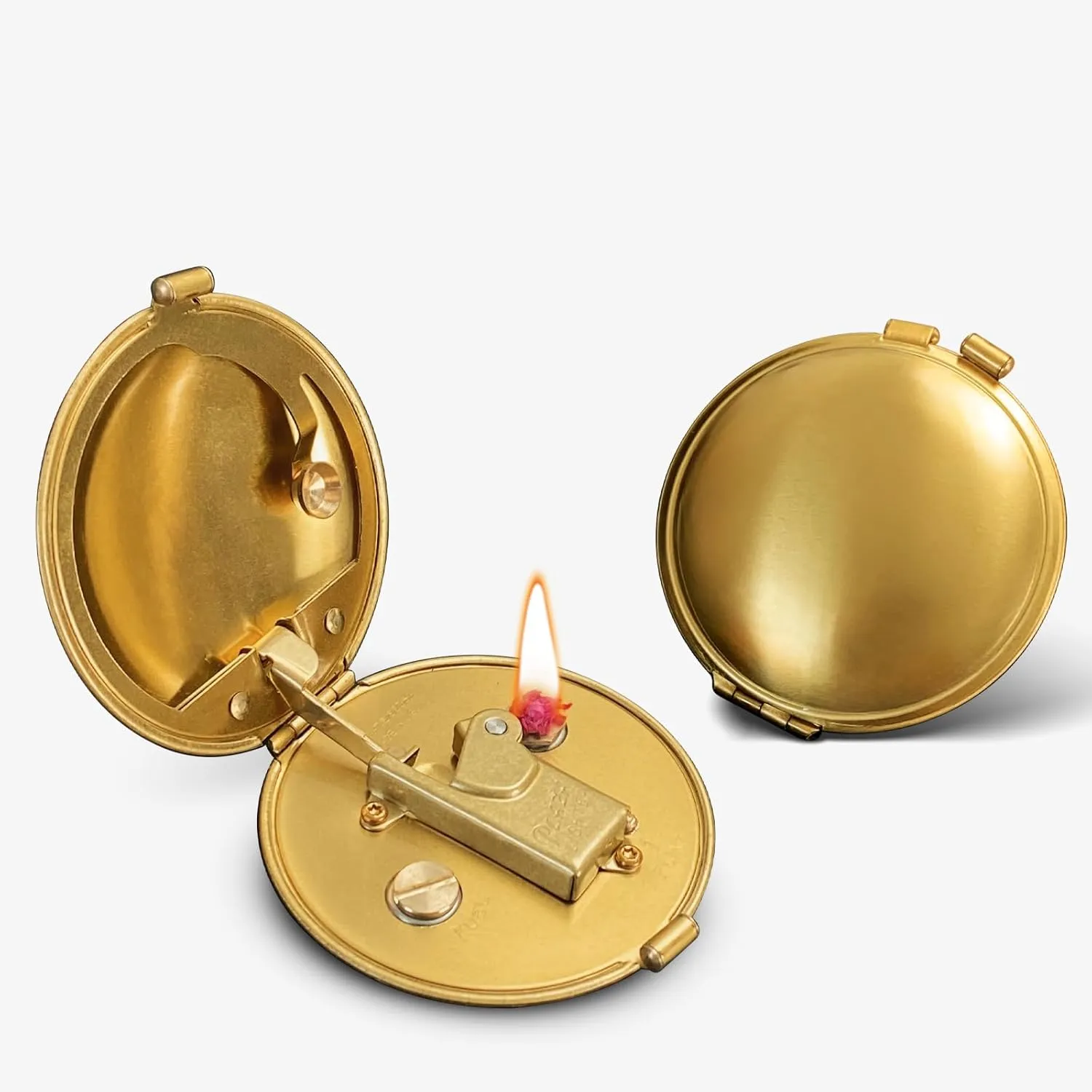 Vintage Trench Refillable Kerosene Lighter with Automatic Ignition, Antique Metal Unique Lighter, Ideal Gift for Men and Women (Fuel Not Included) - Gold