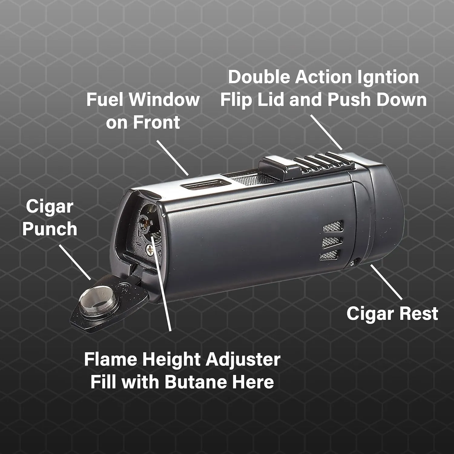 Visol Denali Triple Torch Flame Refillable Gas Lighter (Shipped Without Butane)