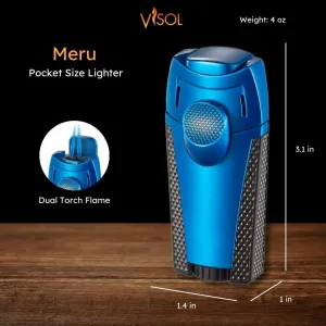 Visol Meru Dual Torch Flame Refillable Gas Lighter (Shipped Without Butane)