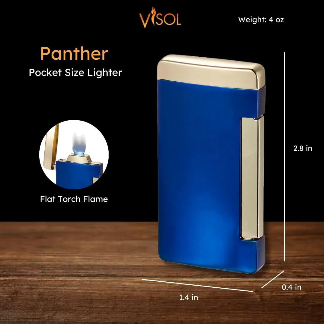 Visol Panther Flat Flame Butane Torch Refillable Gas Lighter (Shipped Without Butane)