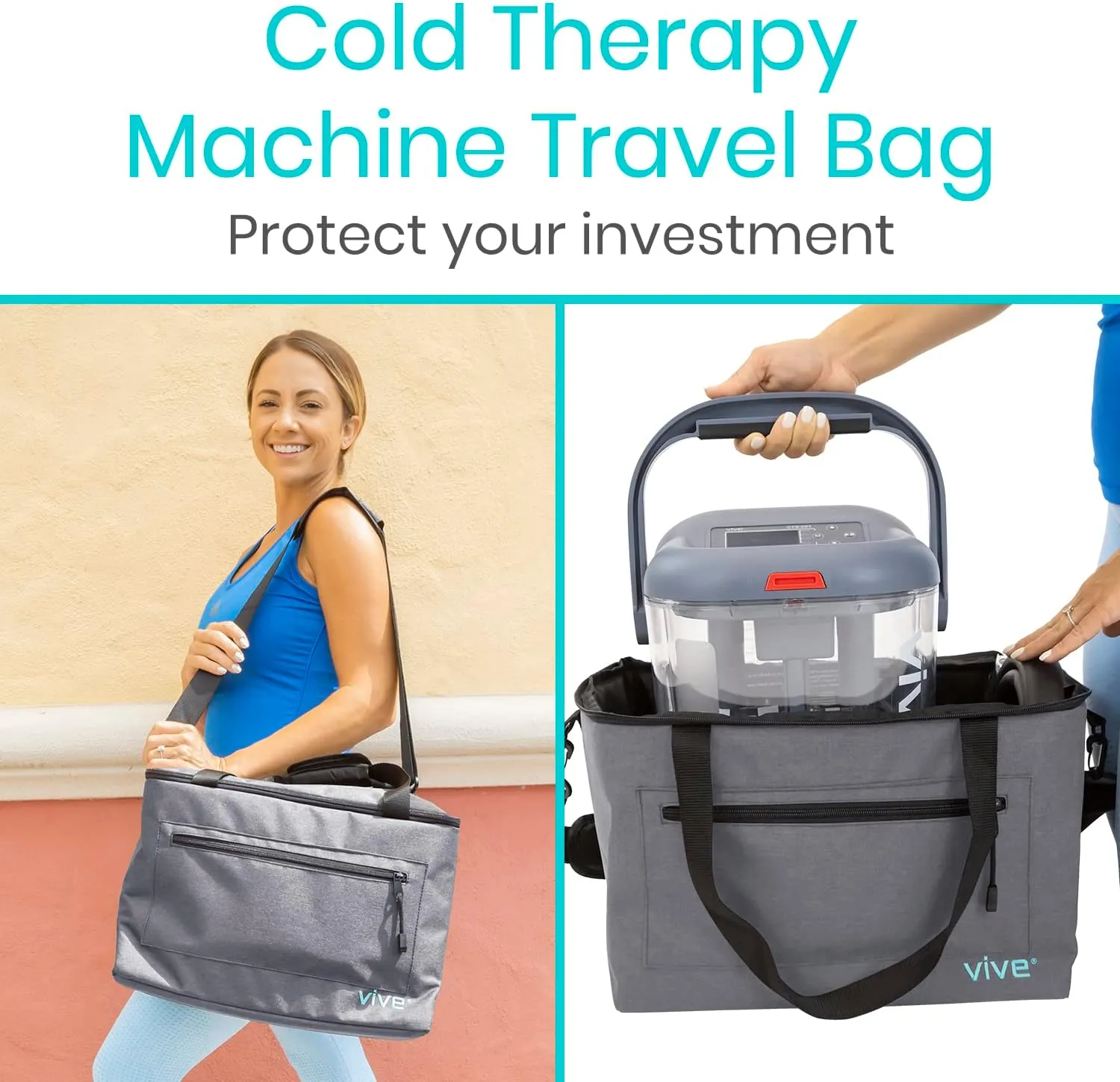 Vive Travel Bag for Ice Therapy Machine - Fits Polar Active, Ossur Cold Rush, Nehoo, More - Travel Storage for After Surgery