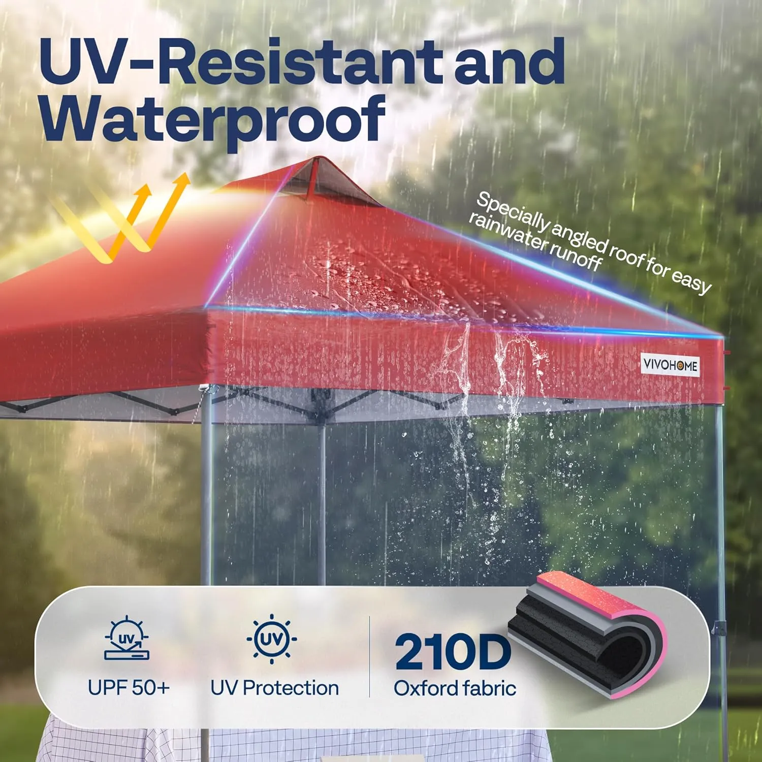 VIVOHOME 10x10ft Pop Up Canopy Tent One Push Setup Outdoor Portable Shelter Tent Heavy Duty with Wheel Carry Bag and 4 Sandbags, Red