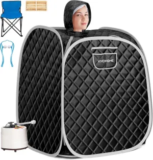 VIVOHOME Upgraded Portable Personal Steam Sauna Spa with 3L 1000 Watt Steam Generator, Foldable Chair, Home Therapeutic Sauna Spa Tent for Detox Relaxation
