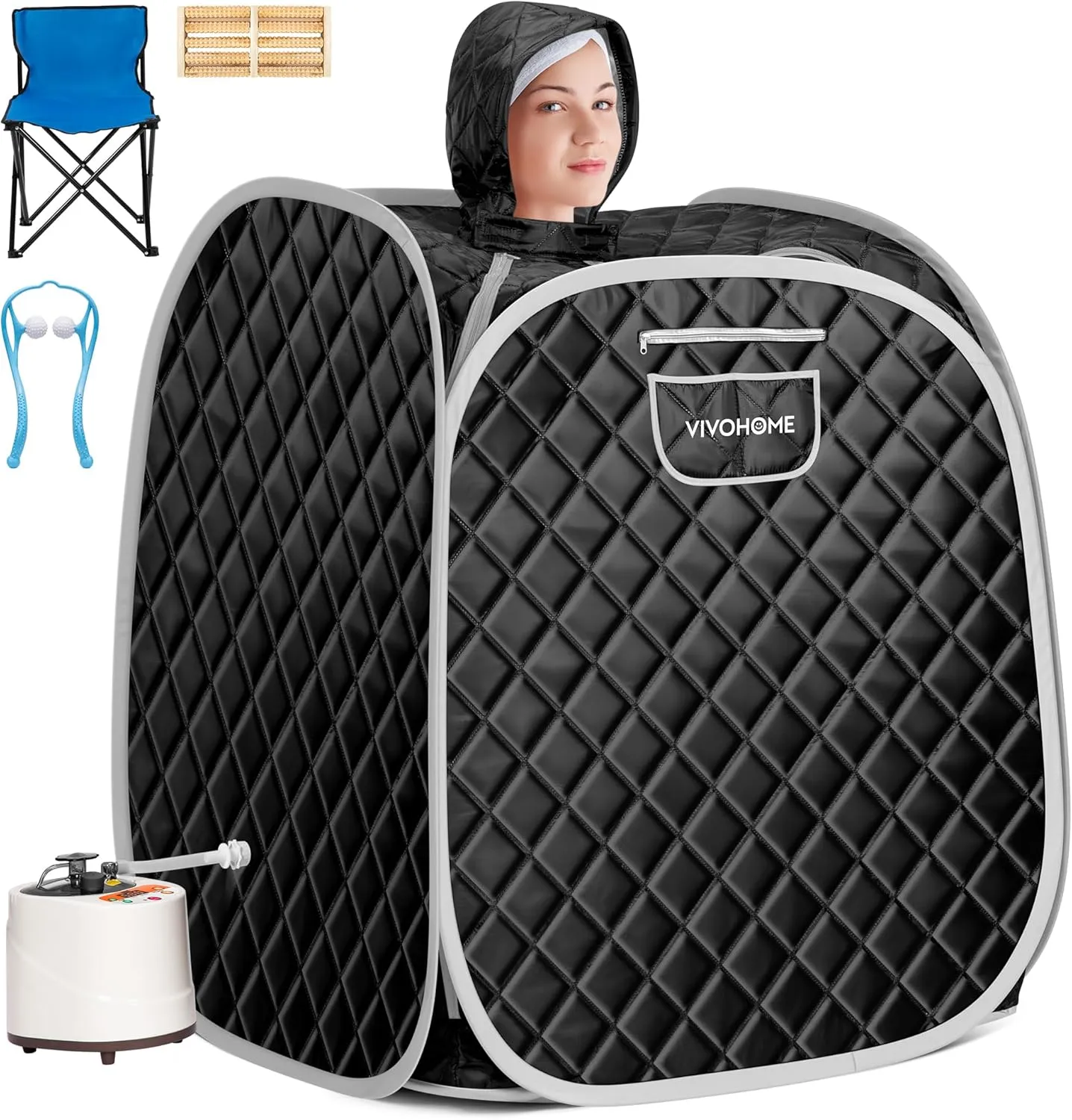 VIVOHOME Upgraded Portable Personal Steam Sauna Spa with 3L 1000 Watt Steam Generator, Foldable Chair, Home Therapeutic Sauna Spa Tent for Detox Relaxation