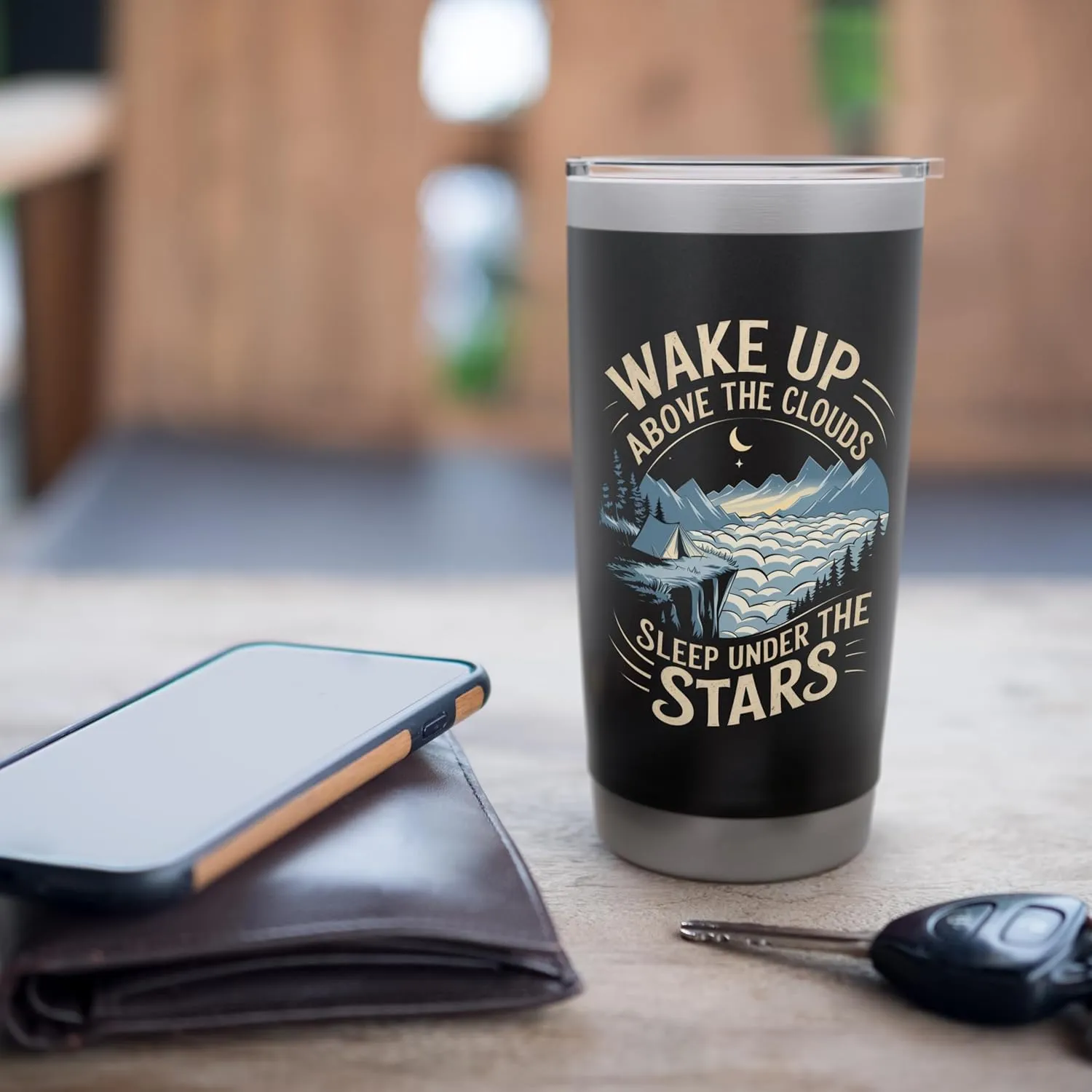 Wake Up Above the Clouds Alpine Camping Stainless Steel Insulated Tumbler