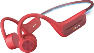 Wantek Bone Conduction Swimming Headphones, IP68 Waterproof Bluetooth Open-Ear Headset with Mic, Built-in 32GB MP3 Player for Underwater Sports