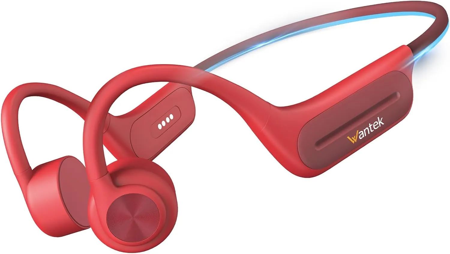 Wantek Bone Conduction Swimming Headphones, IP68 Waterproof Bluetooth Open-Ear Headset with Mic, Built-in 32GB MP3 Player for Underwater Sports