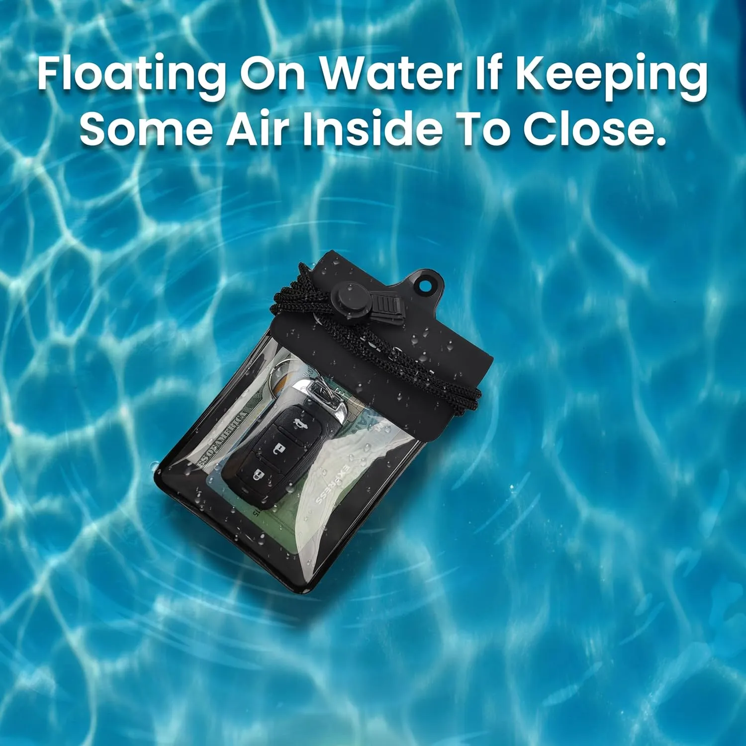 Waterproof Car Key FOB Case Floating Wallet Pouch for Remote Keys ID Credit Card Cash Money Dry Bag Holder for Swimming