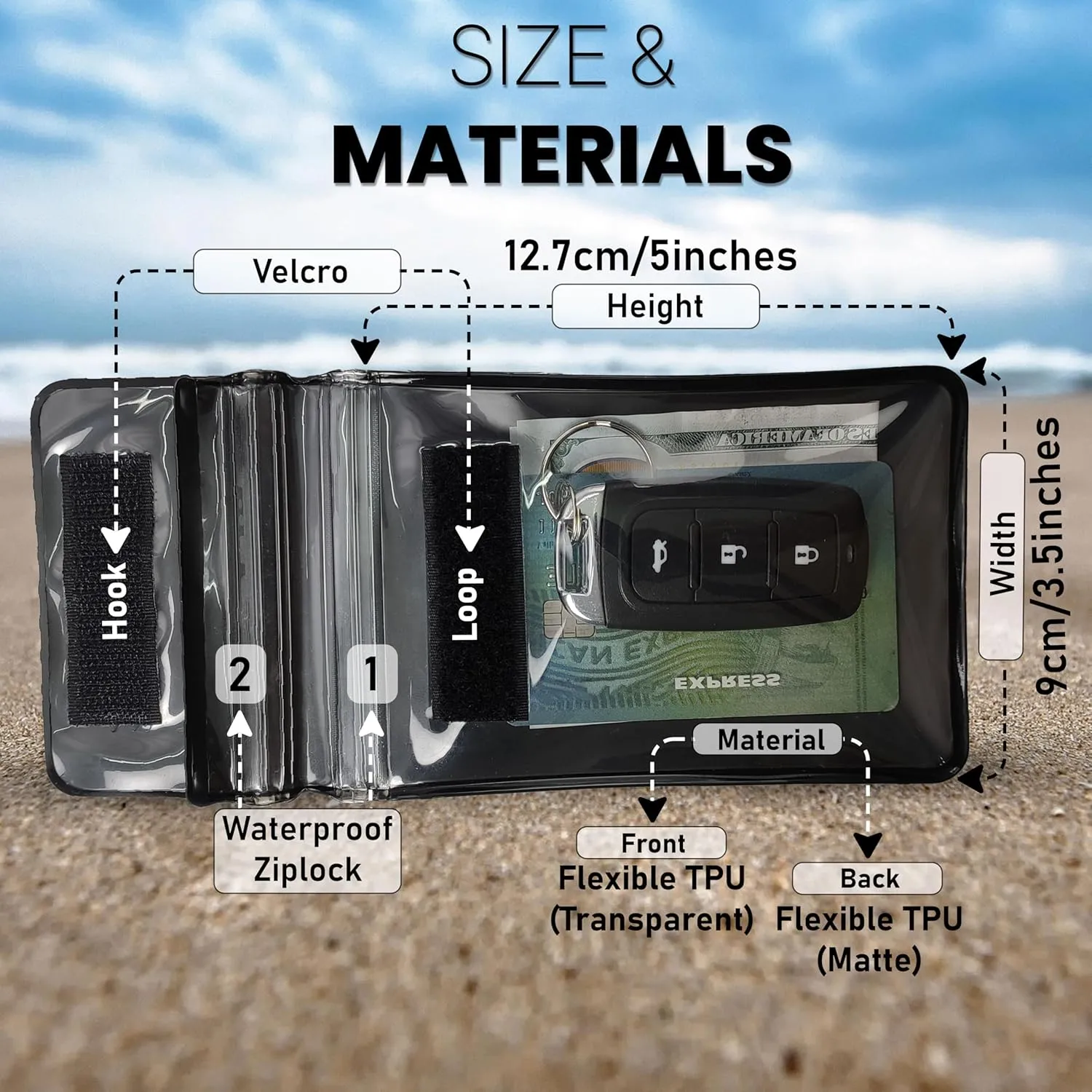 Waterproof Car Key FOB Case Floating Wallet Pouch for Remote Keys ID Credit Card Cash Money Dry Bag Holder for Swimming