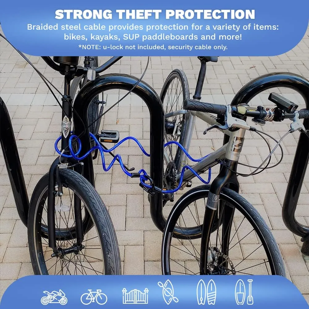 Weatherproof Coiled Security Cable (5ft to 25ft Lengths) with Reinforced Looped Ends, Anti-Theft Protection for Kayaks, Bikes, Paddleboards, Outdoor Equipment, Bicycles and More 15ft