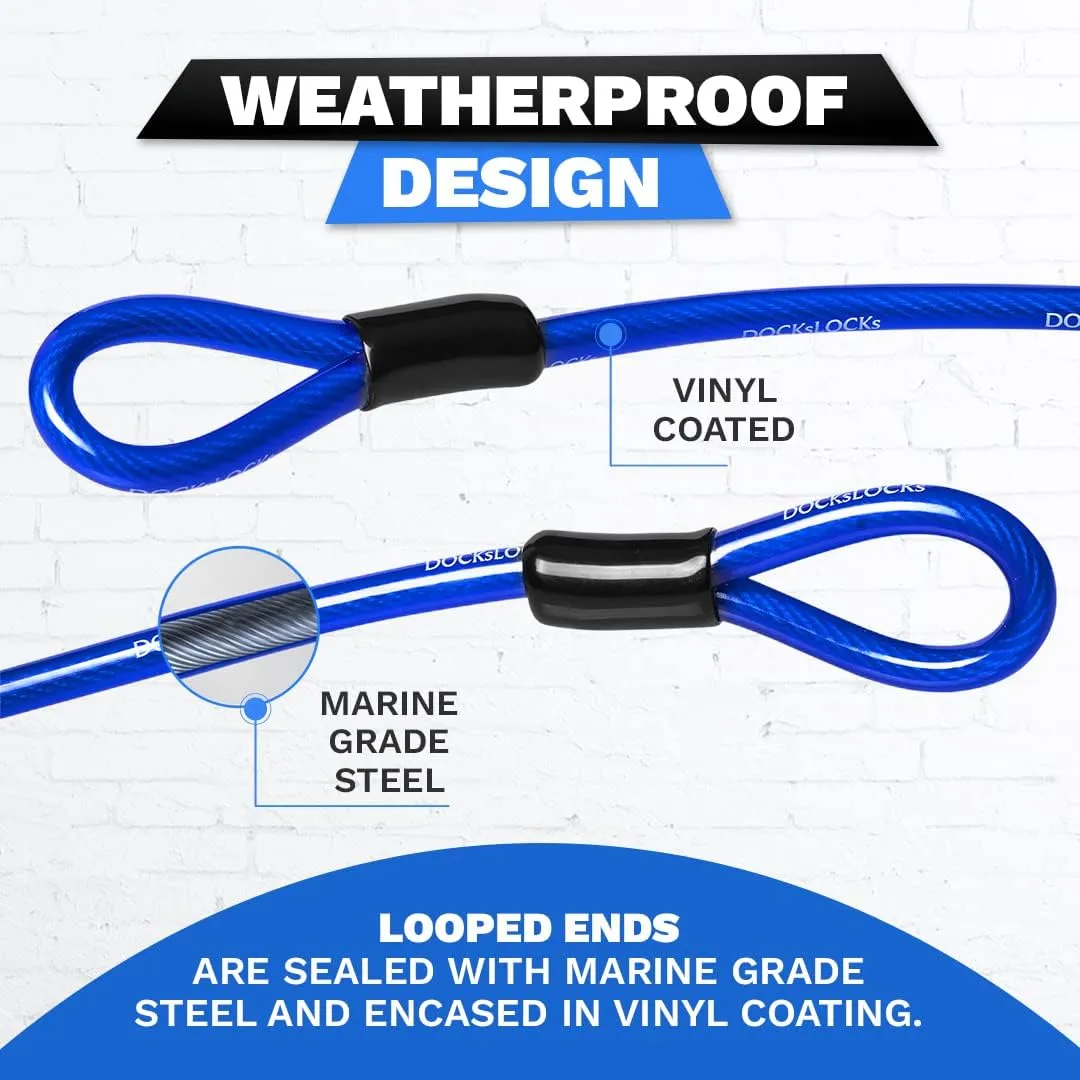 Weatherproof Coiled Security Cable (5ft to 25ft Lengths) with Reinforced Looped Ends, Anti-Theft Protection for Kayaks, Bikes, Paddleboards, Outdoor Equipment, Bicycles and More 15ft
