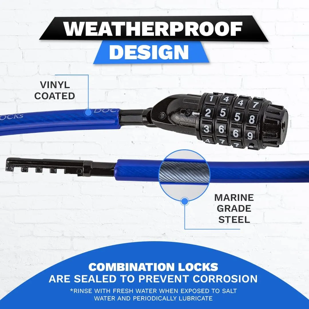 Weatherproof Coiled Security Cable Lock (5ft to 25ft Lengths) with Resettable Combination, Anti-Theft Protection for Kayaks, Bikes, Paddleboards, Scooter, Equipment, Bicycles and More