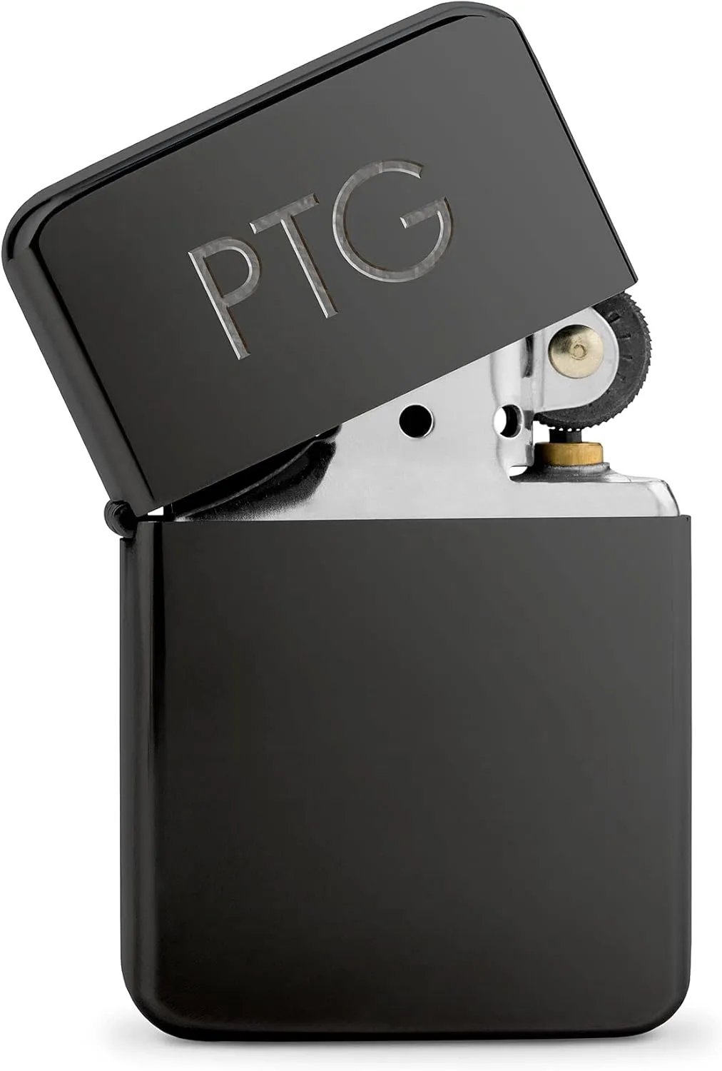 WEDDINGSTAR Personalized Engraved Gunmetal Black Metal Windproof Lighter, Customizable Monogram Engraving, Refillable, Classic Style