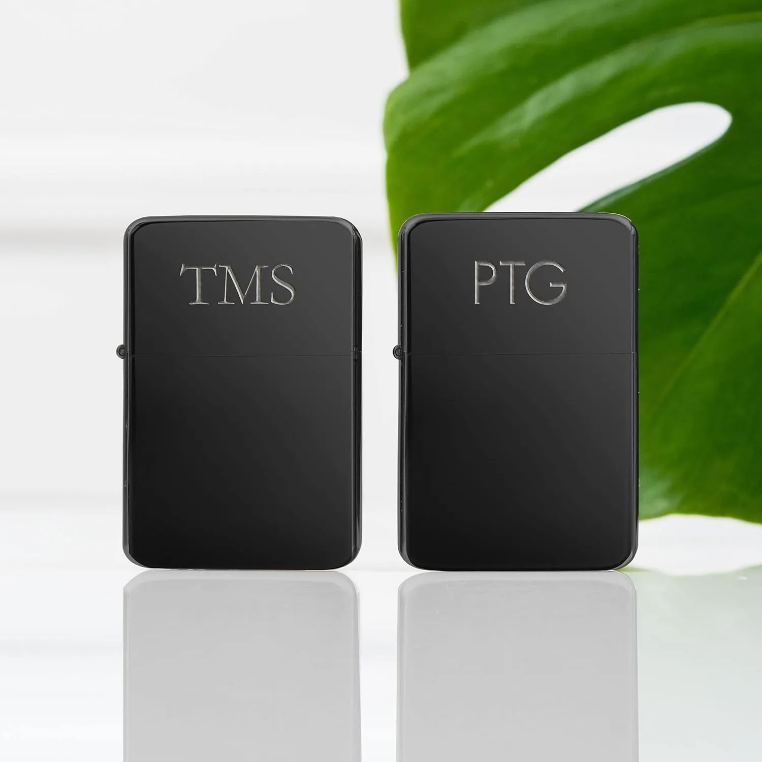 WEDDINGSTAR Personalized Engraved Gunmetal Black Metal Windproof Lighter, Customizable Monogram Engraving, Refillable, Classic Style