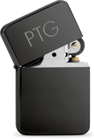 WEDDINGSTAR Personalized Engraved Gunmetal Black Metal Windproof Lighter, Customizable Monogram Engraving, Refillable, Classic Style