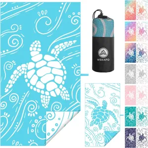 WEKAPO Microfiber Beach Towel – Ultra-Soft & Quick-Dry, Extra Large (71” x 39”), Perfect for Beach, Travel & Outdoor– Lightweight, Sand-Free & Vibrant Design (Light Blue Sea Turtle)