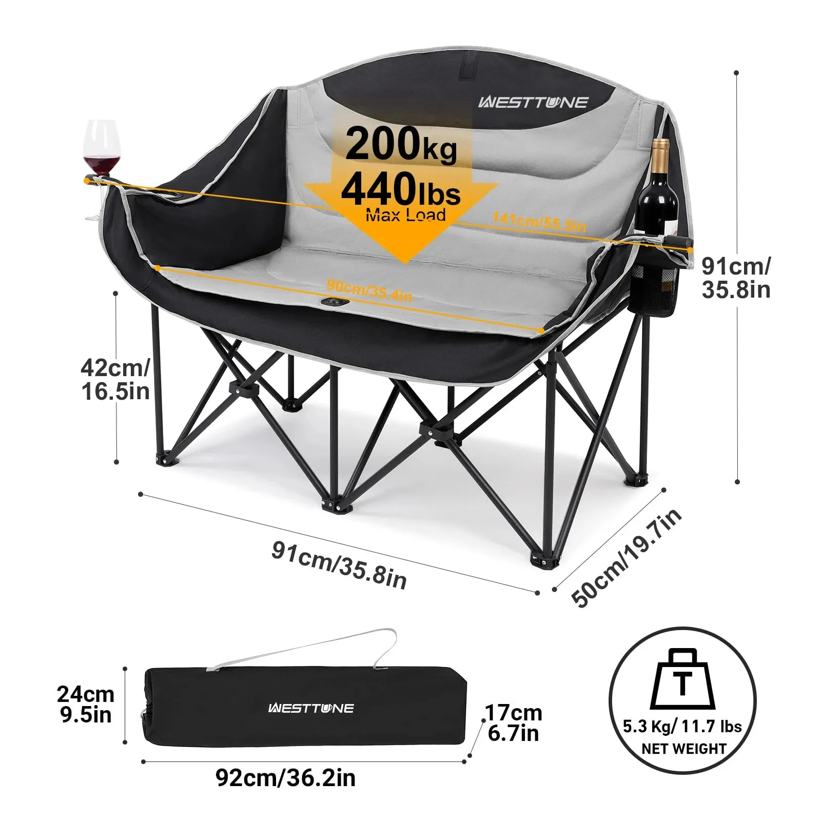 WESTTUNE Double Camping Chair