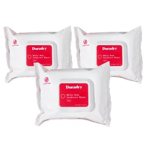Whole-body Deodorant Wipes for Men & Women - Body Wet Wipes for Odor Control, Use for On-the-Go Cleansing, Gym Sessions, Travel, or Rinse-Free Shower Alternative - Aqua Scent, Pack of 3
