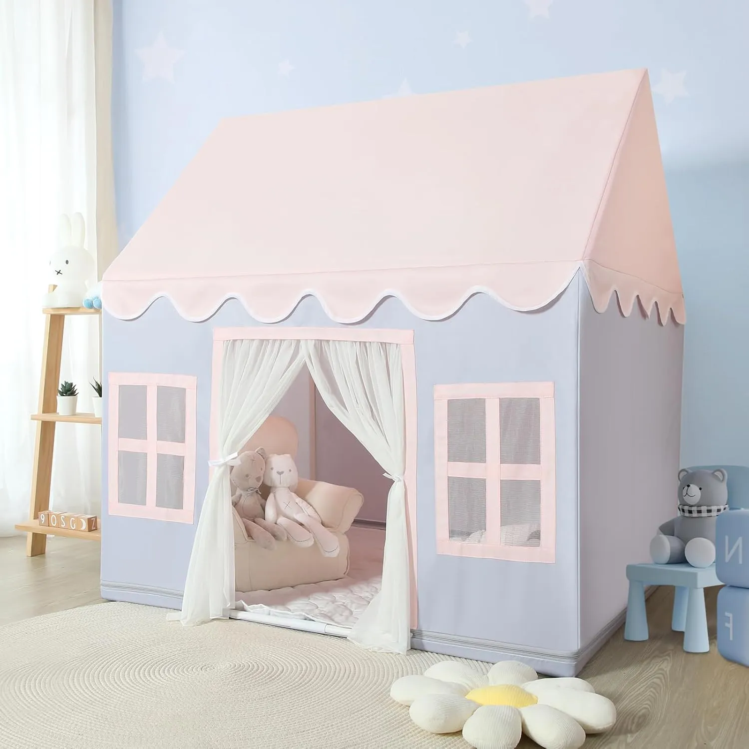 Wilwolfer Play Tent for Kids Indoor - Kids Play House Indoor Toddlers Play Tent Large Toddler Toy House Birthday Gift for Boys & Girls Playroom Decor (Gray Playhouse)
