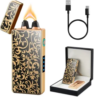 Windproof Arc Lighter - USB Rechargeable, Plasma, Flameless with Battery Indicator - Ideal for Candle, BBQ and Fireworks