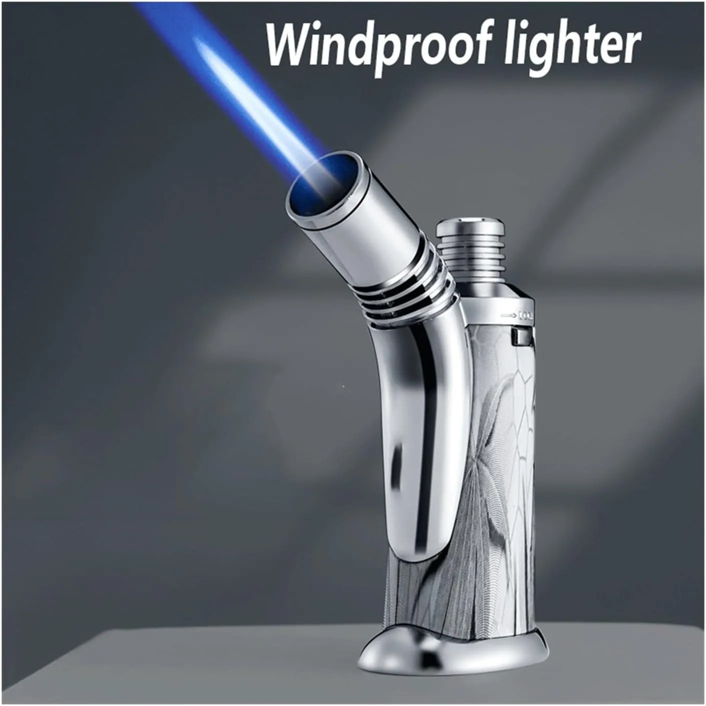 Windproof Direct Injection Lighter, refillable Windproof and Waterproof Lighter with Safety Lock, Visible transom Suitable for Outdoor, Candles, Travel (Butane not Included)(Yellow)