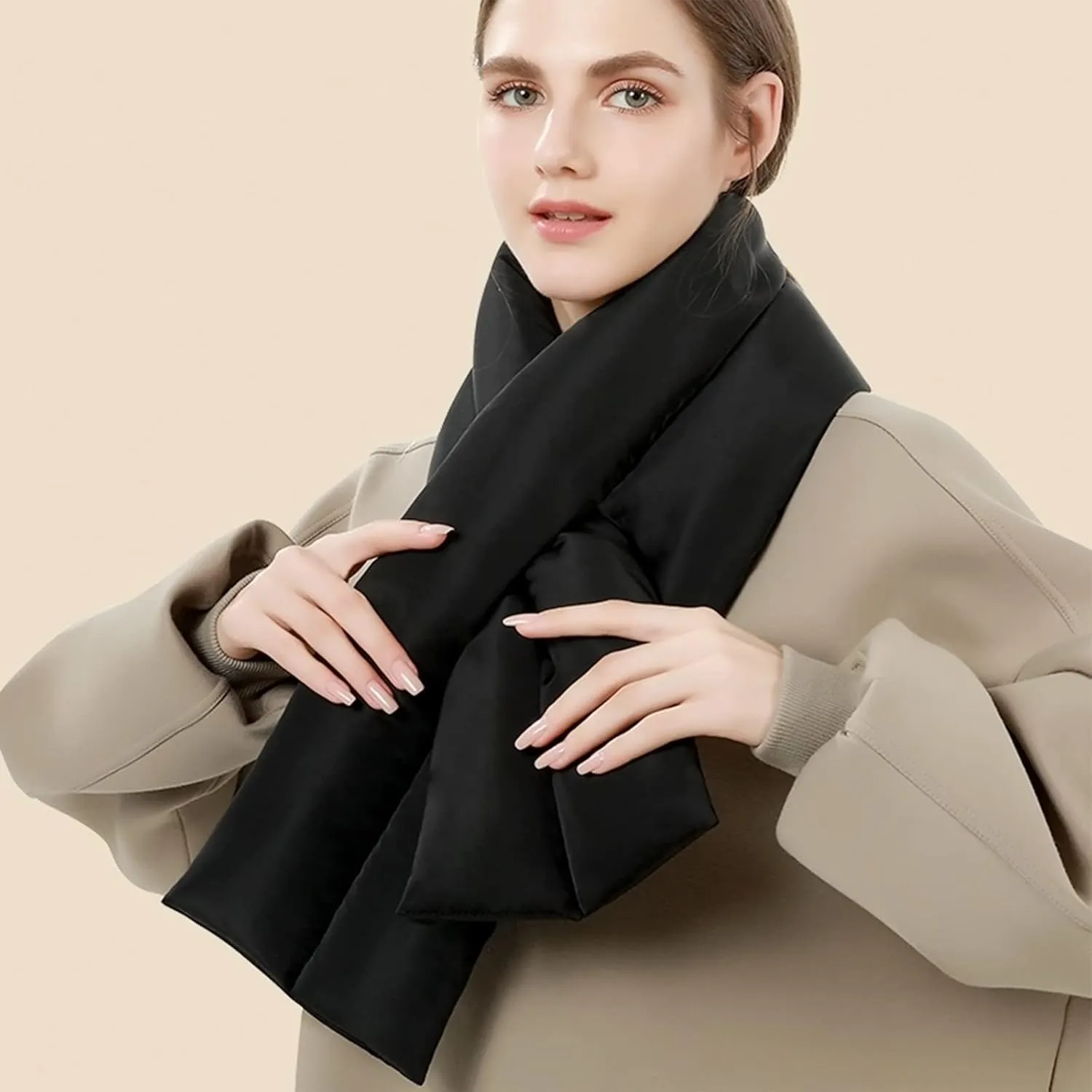 Winter Down Scarf Women Men Down Filling Foldable Plain Waterproof Ultralight Neck Warmer For Cycling Hiking