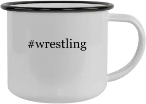 #wrestling - 12oz Hashtag Camping Mug Stainless Steel, Black