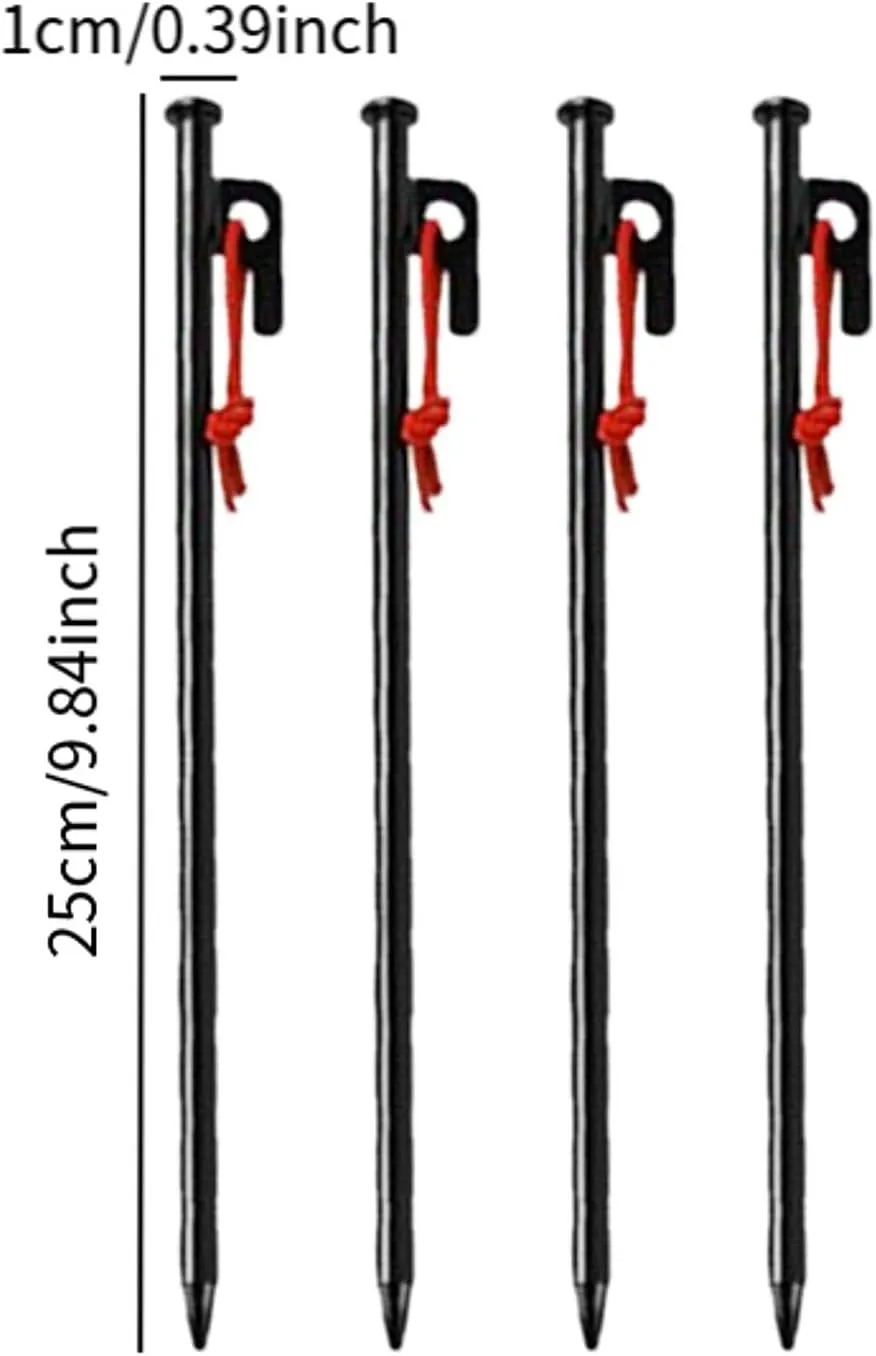 YIJU 4Pcs Tent Stakes Tent Pegs Heavy Duty Easy to Install Portable Metal Tent Spikes Ground Stakes for Hiking Picnic Patio Yard, 25 cm