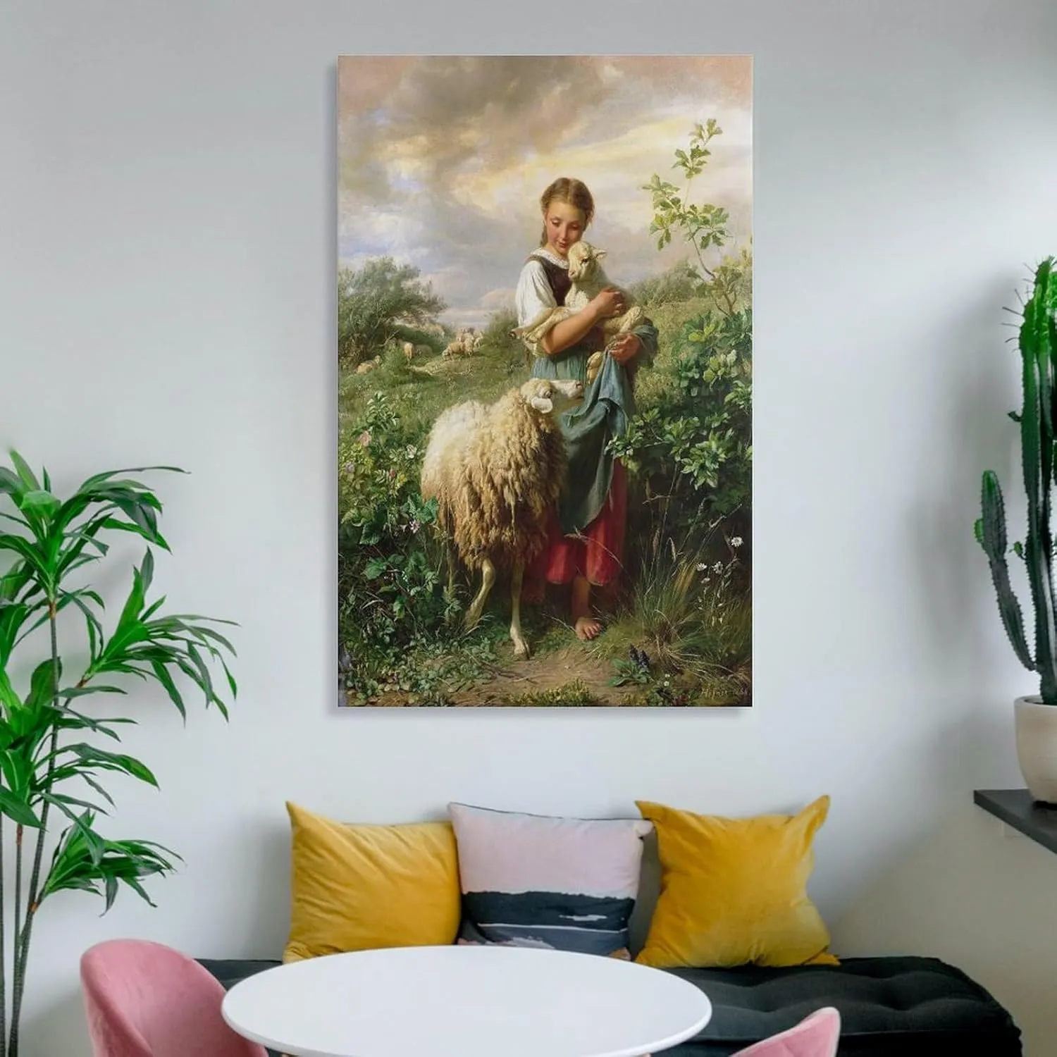 YJIIOXXZ Johann Baptist Hofner The Little Shepherdess Painting Poster Canvas Wall Art Posters For Room Aesthetic And Decor Pictures For Living Room Bedroom Decor 24x36inch(60x90cm)